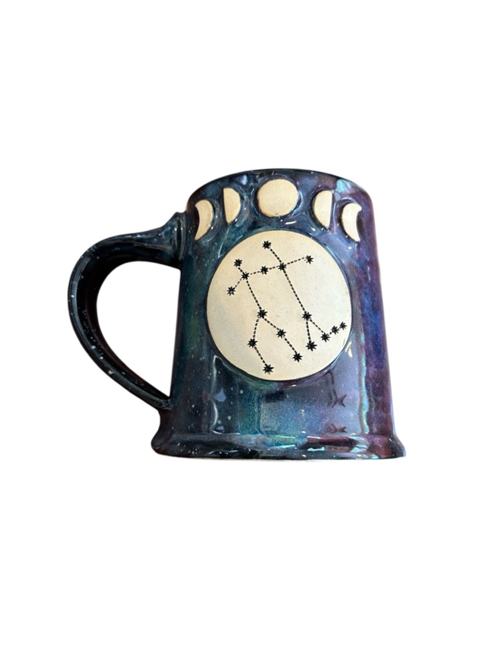 Iridescent Moon Phase Gemini Constellation Ceramic Mug